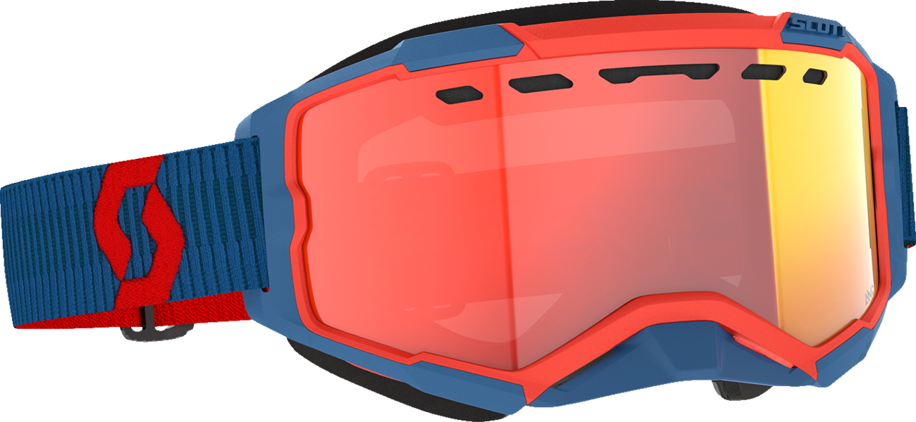 SCOTT Fury LS Snow Cross Goggle - Dark Blue/Neon Red - Light Sensitive - Red Chrome Lens 278604-7698341