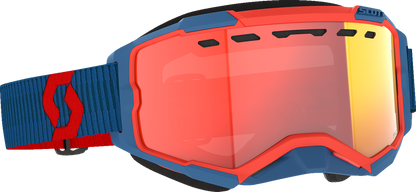 SCOTT Fury LS Snow Cross Goggle - Dark Blue/Neon Red - Light Sensitive - Red Chrome Lens 278604-7698341