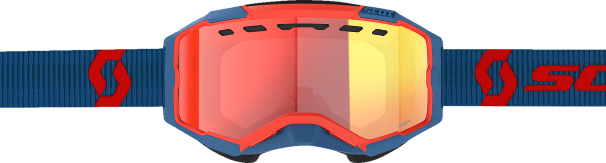 SCOTT Fury LS Snow Cross Goggle - Dark Blue/Neon Red - Light Sensitive - Red Chrome Lens 278604-7698341