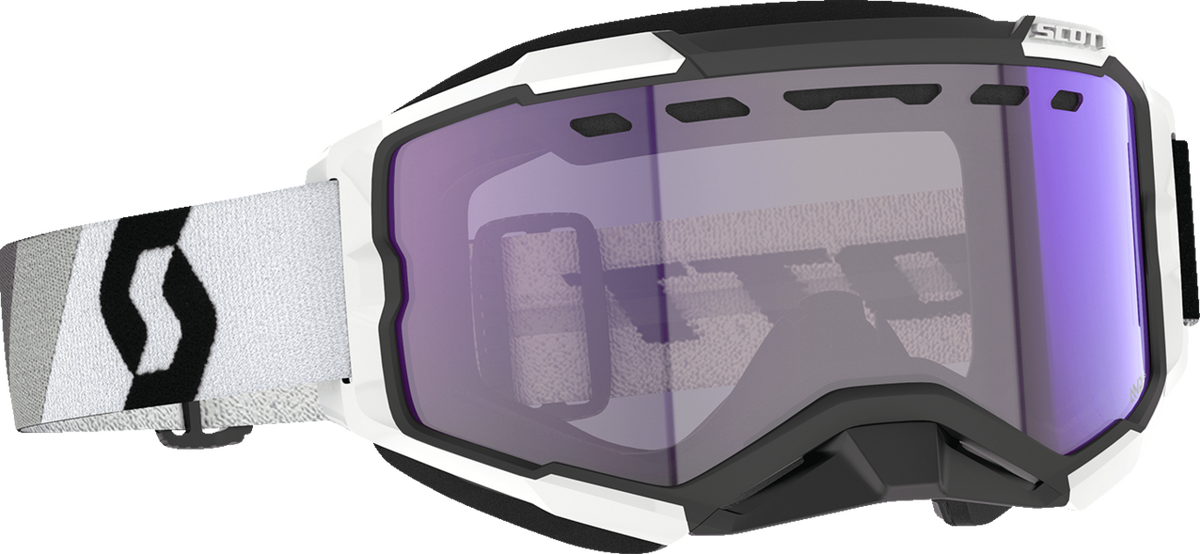 SCOTT Fury LS Snow Cross Goggle - Premium Black/White - Light Sensitive - Blue Chrome Lens 278604-7702307