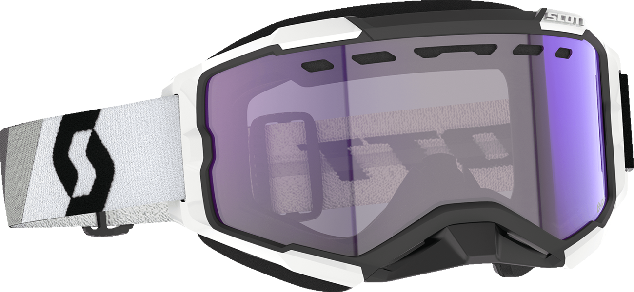 SCOTT Fury LS Snow Cross Goggle - Premium Black/White - Light Sensitive - Blue Chrome Lens 278604-7702307