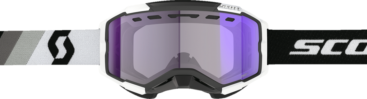 SCOTT Fury LS Snow Cross Goggle - Premium Black/White - Light Sensitive - Blue Chrome Lens 278604-7702307