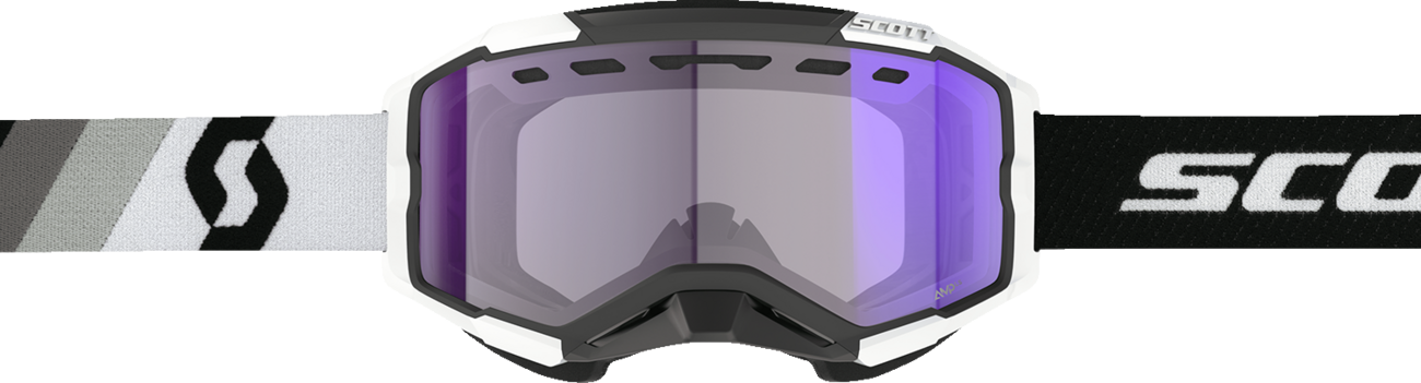 SCOTT Fury LS Snow Cross Goggle - Premium Black/White - Light Sensitive - Blue Chrome Lens 278604-7702307