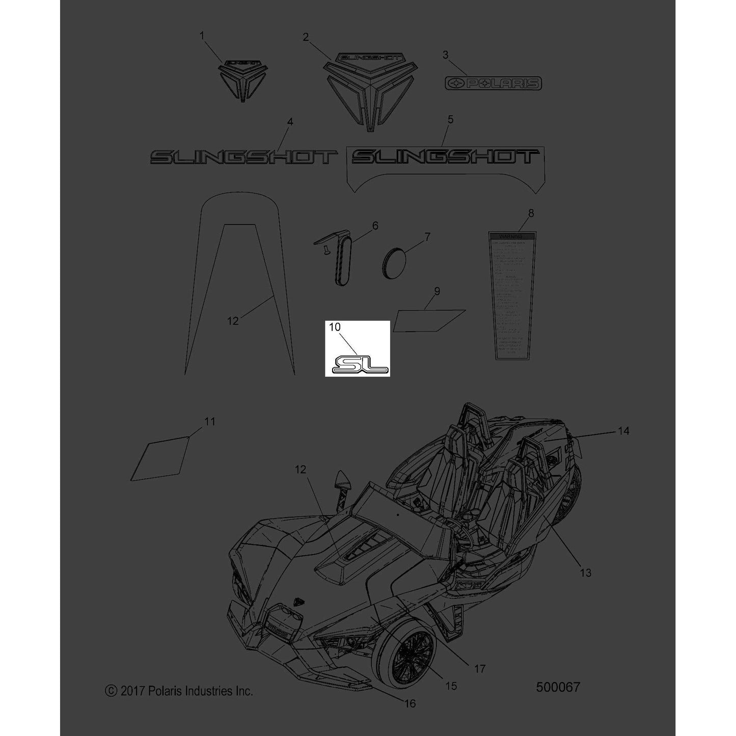 Polaris Slingshot Lettering Badge, Genuine OEM Part 7181730, Qty 1