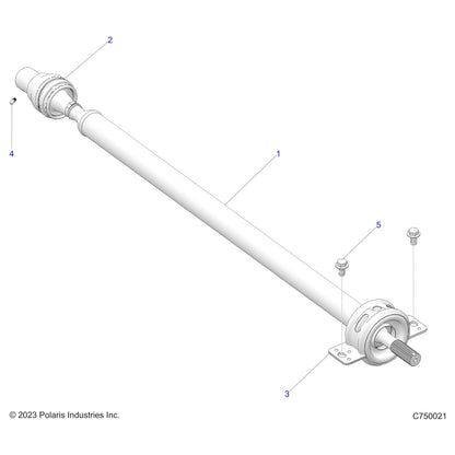 Polaris Ranger Rear Propshaft Assembly, Genuine OEM Part 1334311, Qty 1