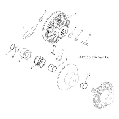 Polaris Ranger Driven Clutch Assembly, Genuine OEM Part 1322962, Qty 1
