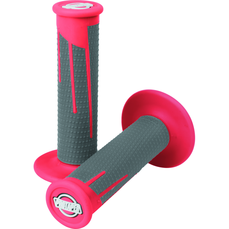 ProTaper Full Diamond Clamp-On Grips - Red/Dark Gray