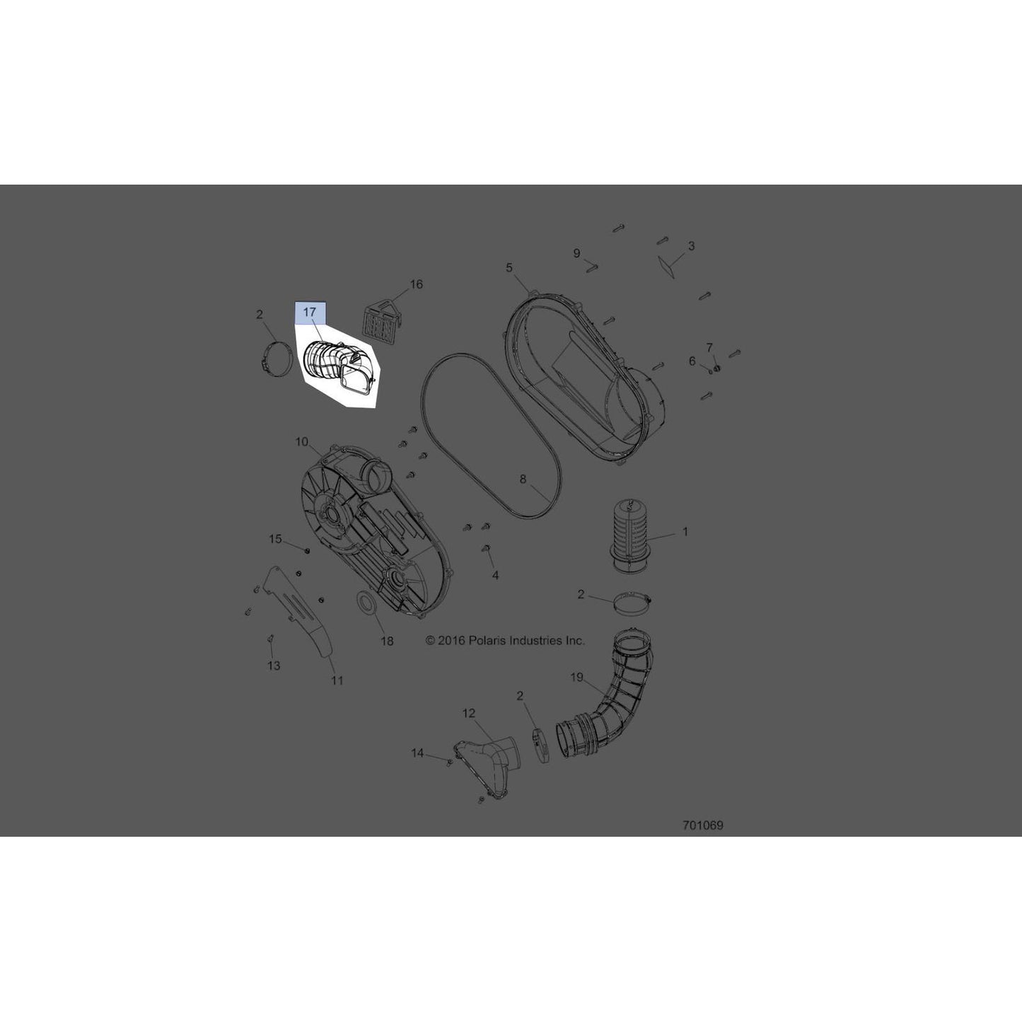 Polaris RZR Clutch Hose, Air Outlet, Genuine OEM Part 5451061, Qty 1