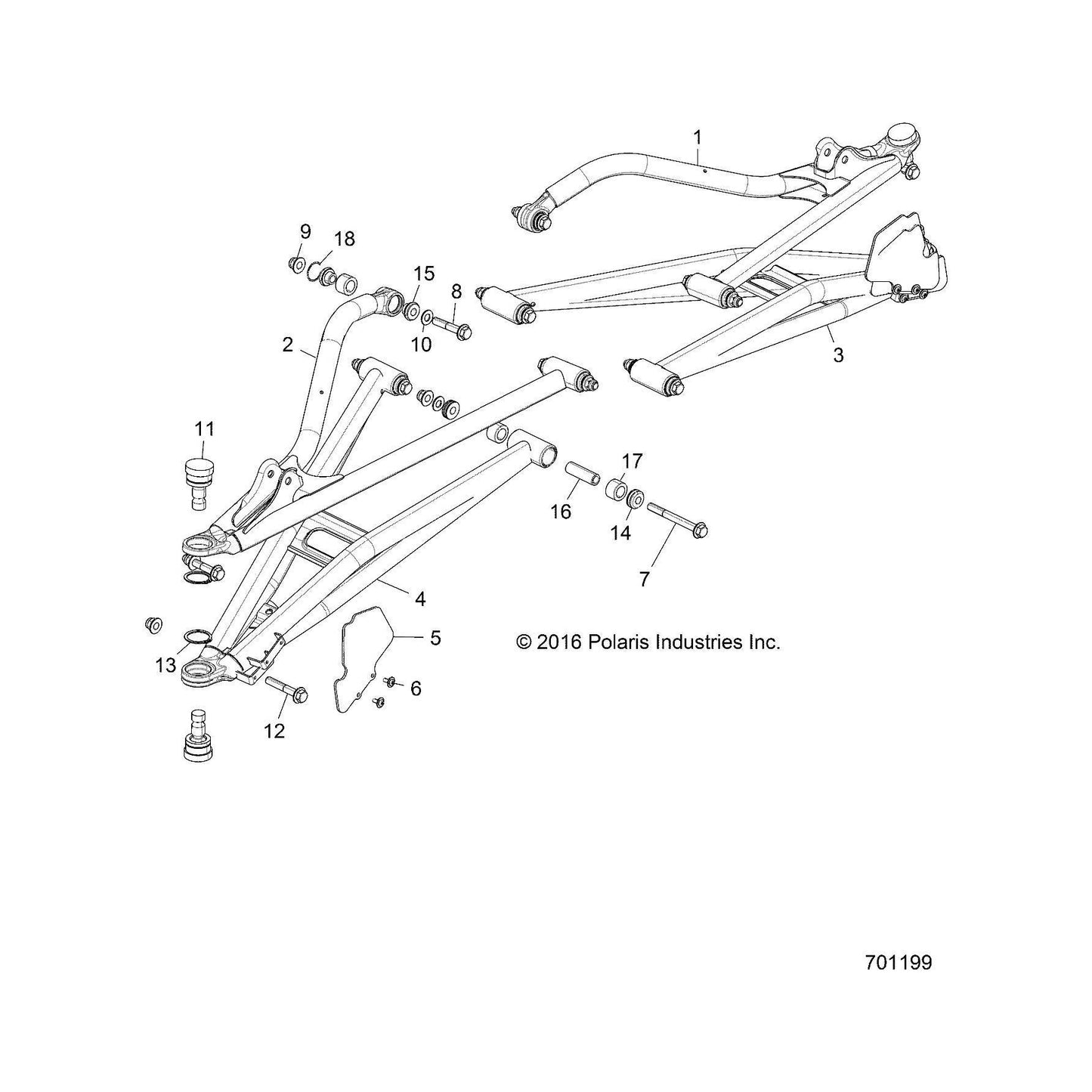 Polaris RZR Control Arm Weld, Upper, Front, Right, 64, Org, Genuine OEM Part 1025144-750, Genuine OEM Part 1025144-750, Qty 1