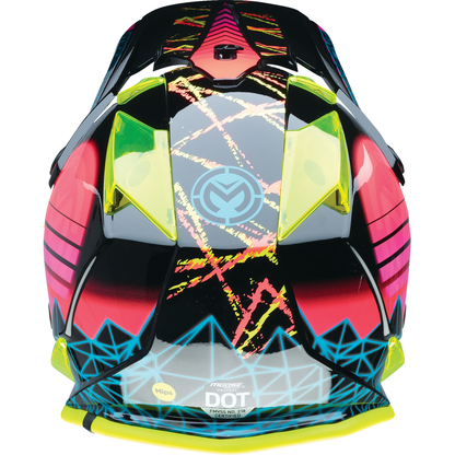 MOOSE OFFROAD Youth F.I. Helmet - Vaporwave - MIPS? - Black/Pink/Yellow - Small 0111-1614