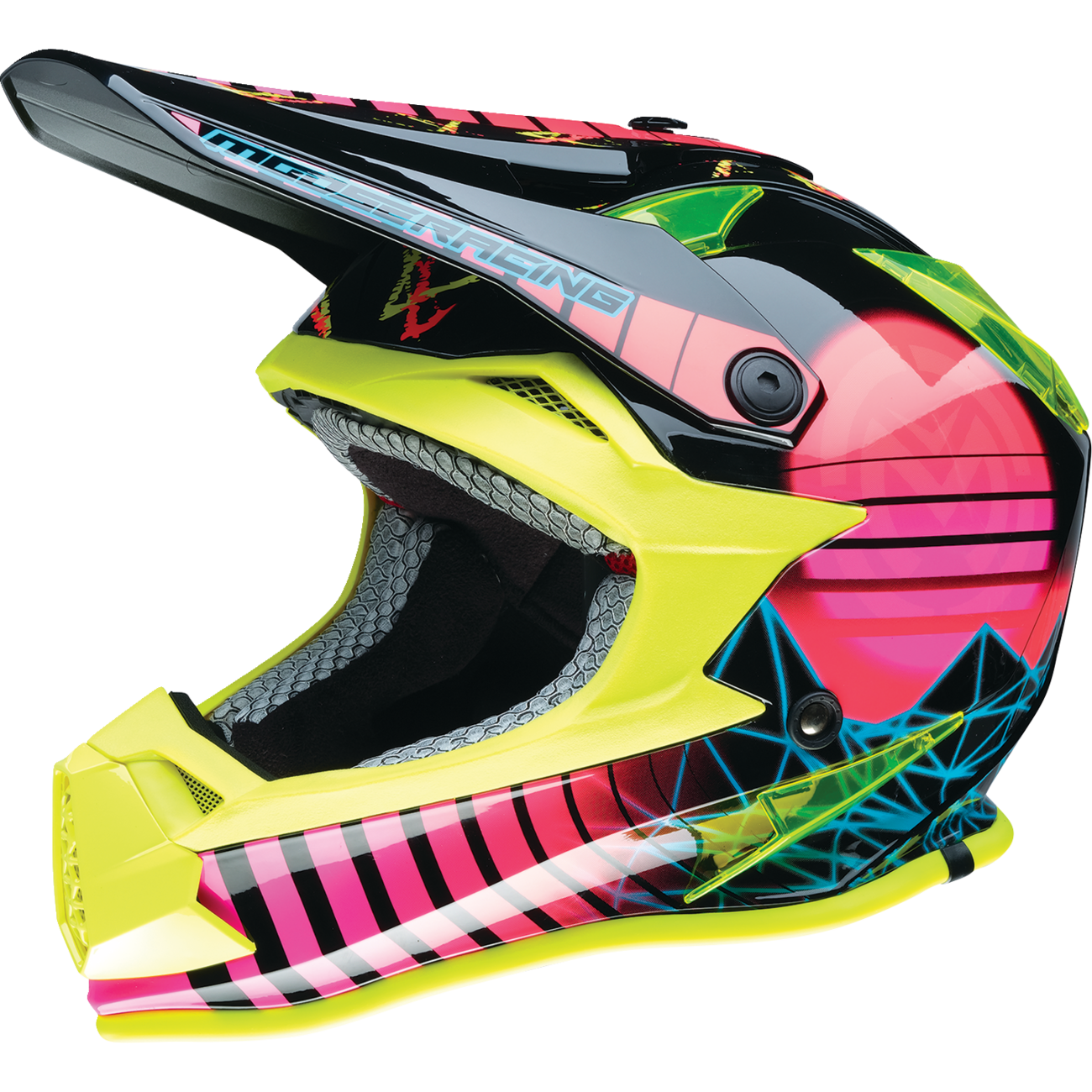 MOOSE OFFROAD Youth F.I. Helmet - Vaporwave - MIPS? - Black/Pink/Yellow - Medium 0111-1615