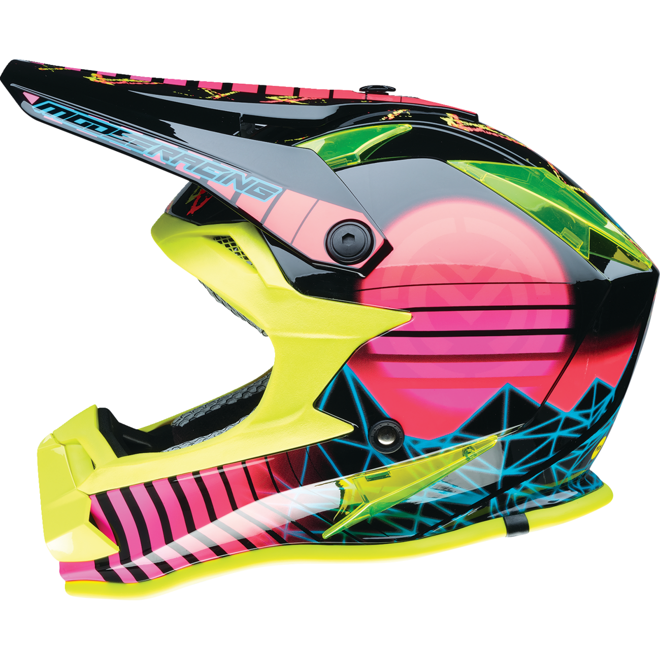 MOOSE OFFROAD Youth F.I. Helmet - Vaporwave - MIPS? - Black/Pink/Yellow - Medium 0111-1615