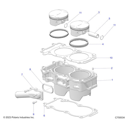 Polaris Ranger Piston Kit, Genuine OEM Part 2205244, Qty 1