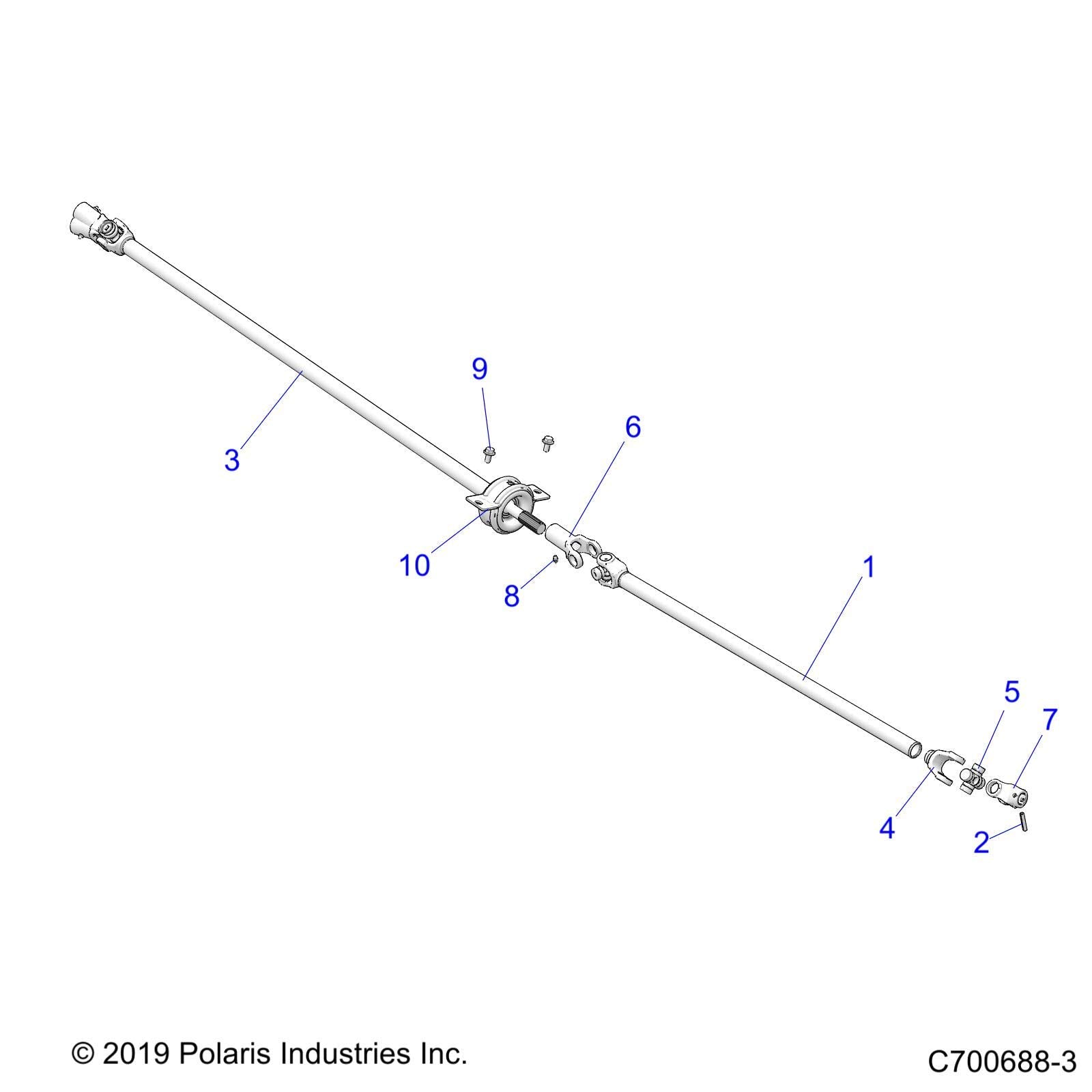 Polaris Ranger Rear Propshaft Assembly, Genuine OEM Part 1334353, Qty 1