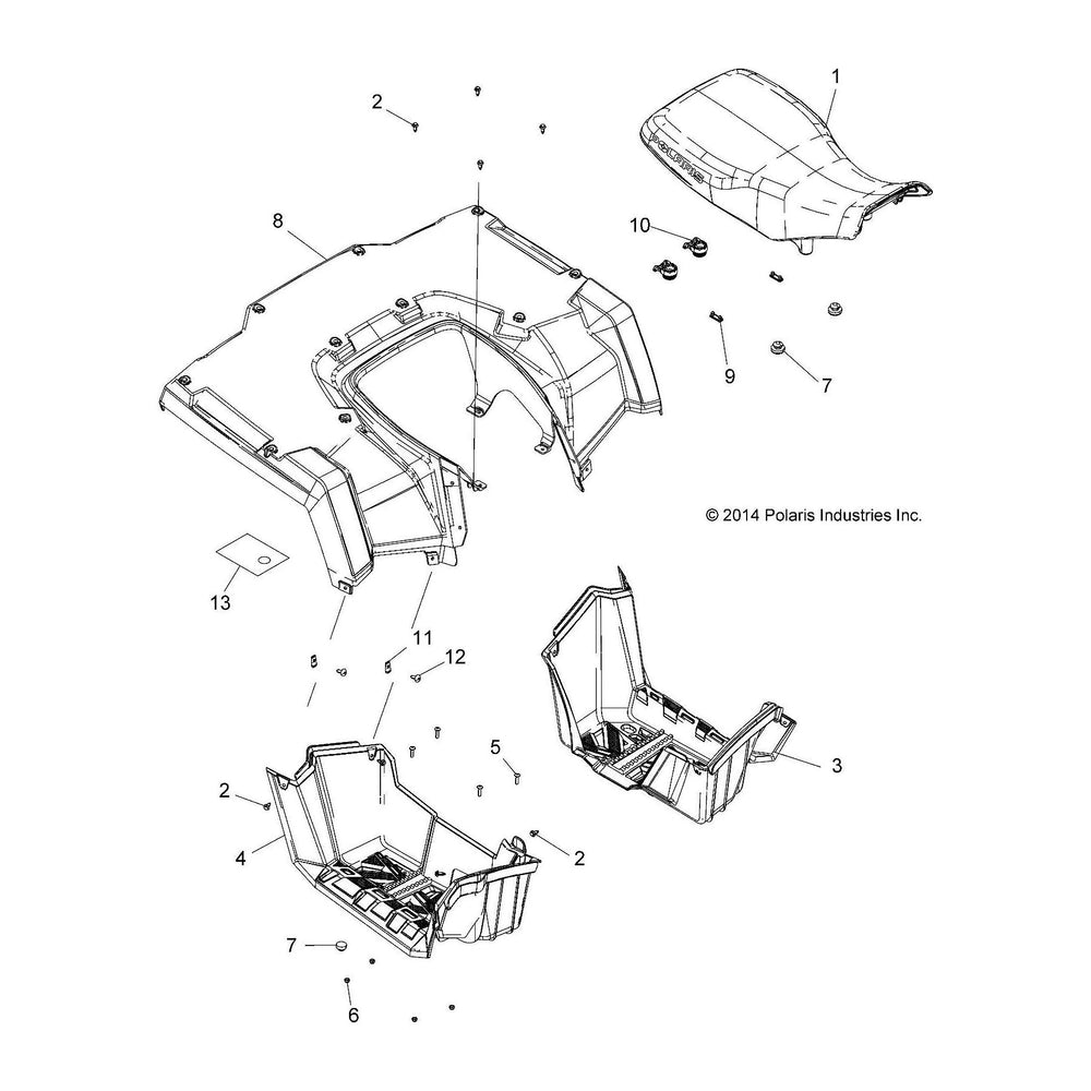 Polaris ATV Seat Cover Assembly, White Decal, Genuine OEM Part 2685520, Qty 1