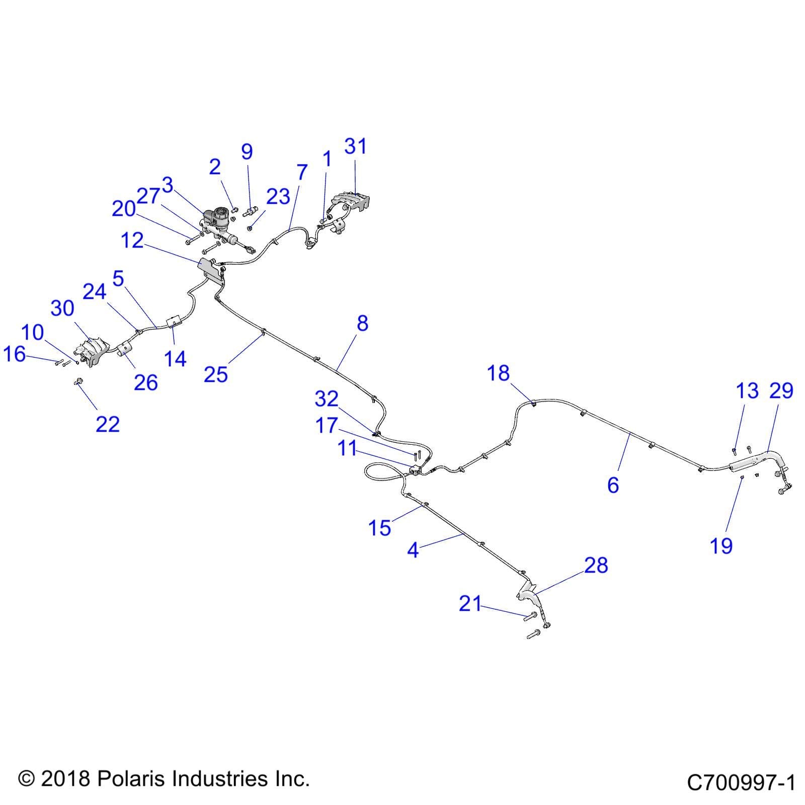 Polaris RZR Brake Line, Genuine OEM Part 1912165, Qty 1