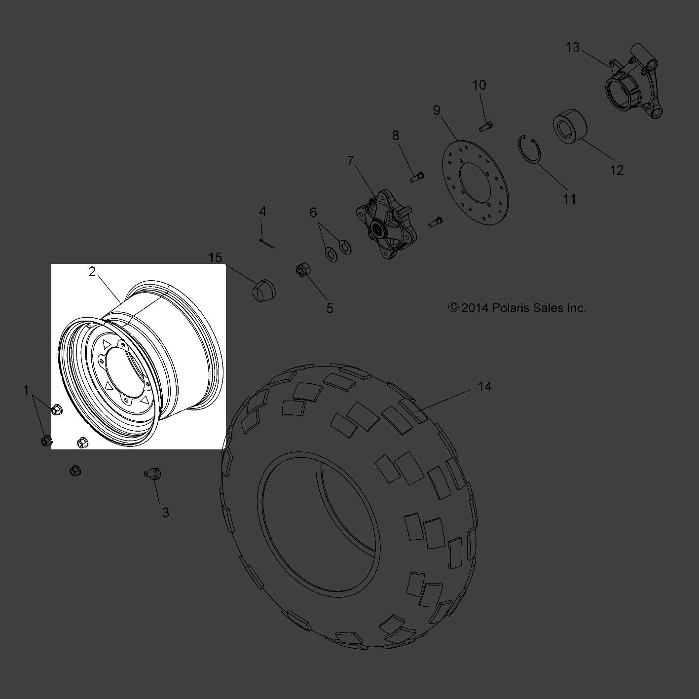 Polaris ATV Rim Offset Weld, Rear, 12 x 6, Medium Gloss Black, Genuine OEM Part 1521917-067, Qty 1