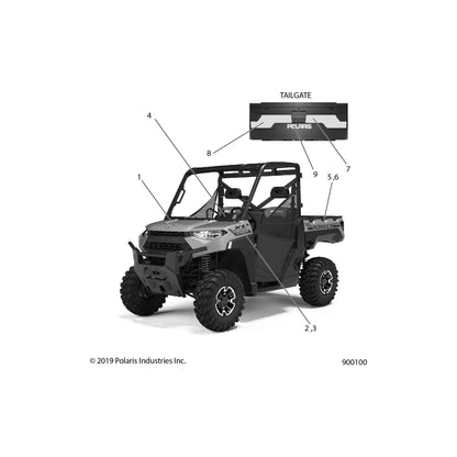 Polaris Ranger Tailgate Decal, Right, Genuine OEM Part 7191982, Qty 1