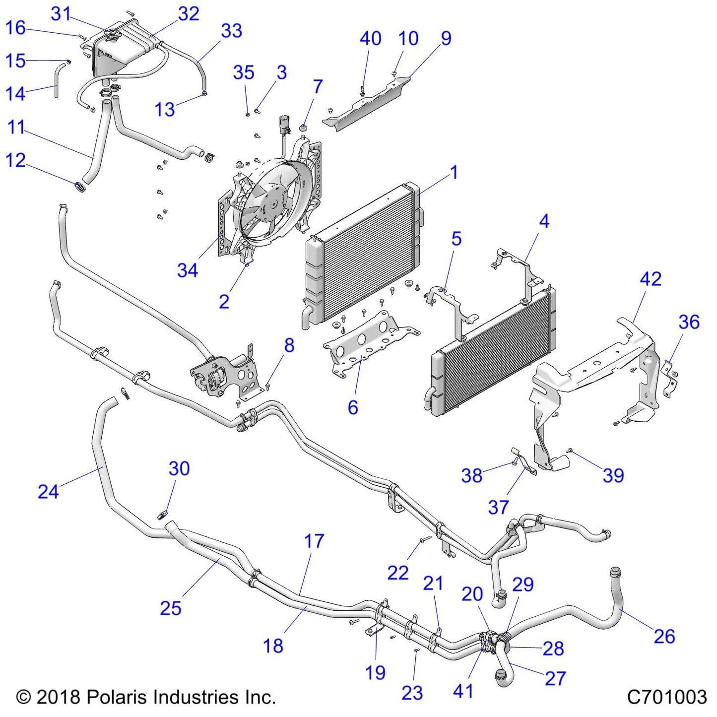 Polaris RZR ASM-CORE,RADIATOR [FROM 6/1/2020], Genuine OEM Part 1241388, Qty 1