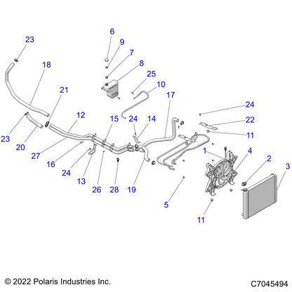 Polaris RZR Radiator Hose, Upper, Genuine OEM Part 5414528, Qty 1