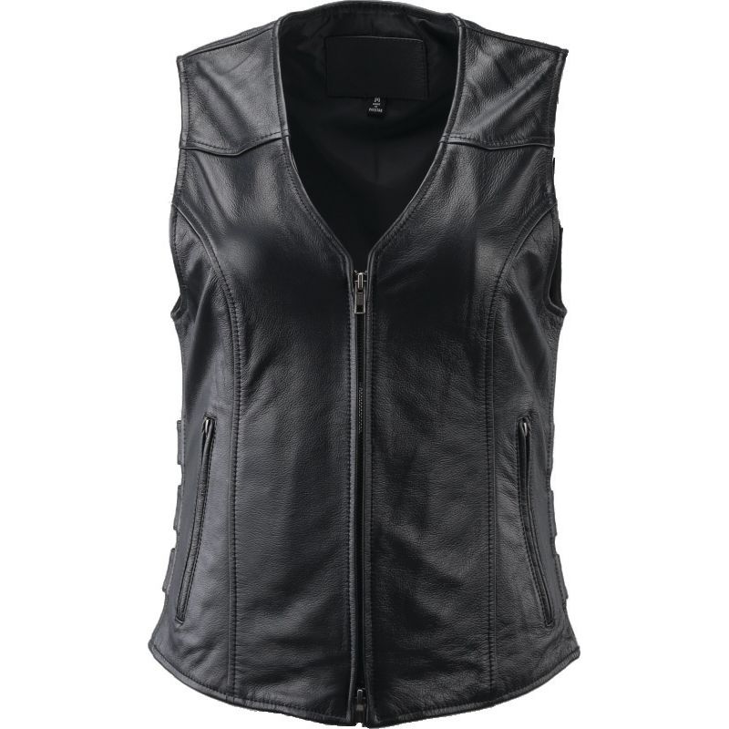 Kuryakyn Leather By River Road Plains Leather Vest Black Womens - XL
