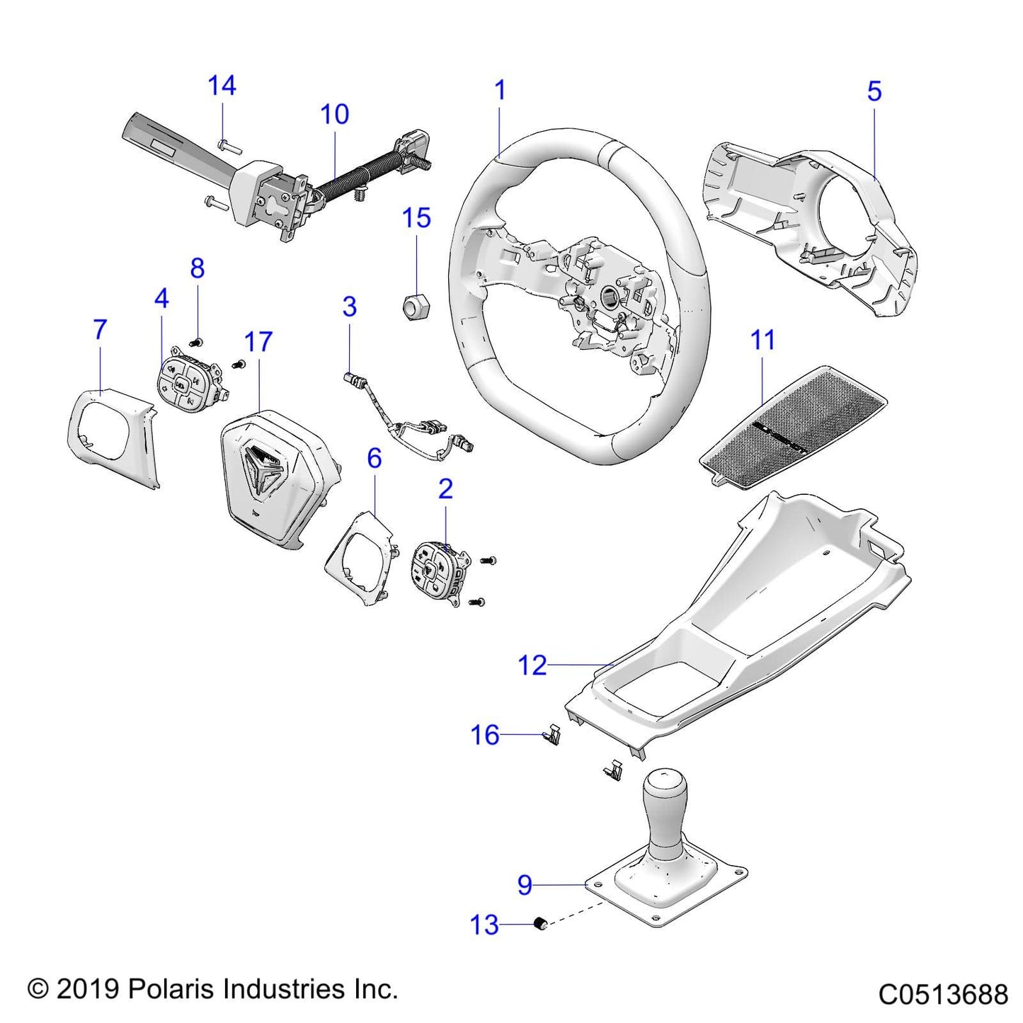 Polaris Slingshot COVER-WHEEL,STEERING,REAR, Genuine OEM Part 5455756, Qty 1