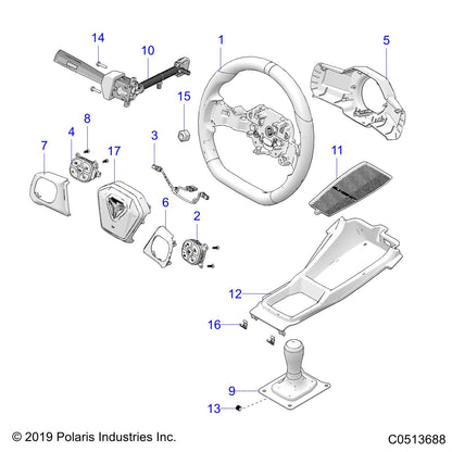 Polaris Slingshot COVER-WHEEL,STEERING,REAR, Genuine OEM Part 5455756, Qty 1