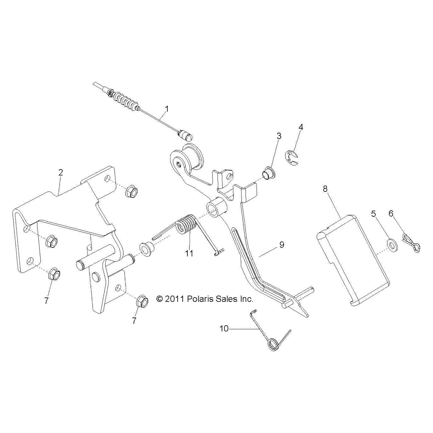 Polaris Ranger Throttle Cable, Diesel, Genuine OEM Part 7081677, Qty 1