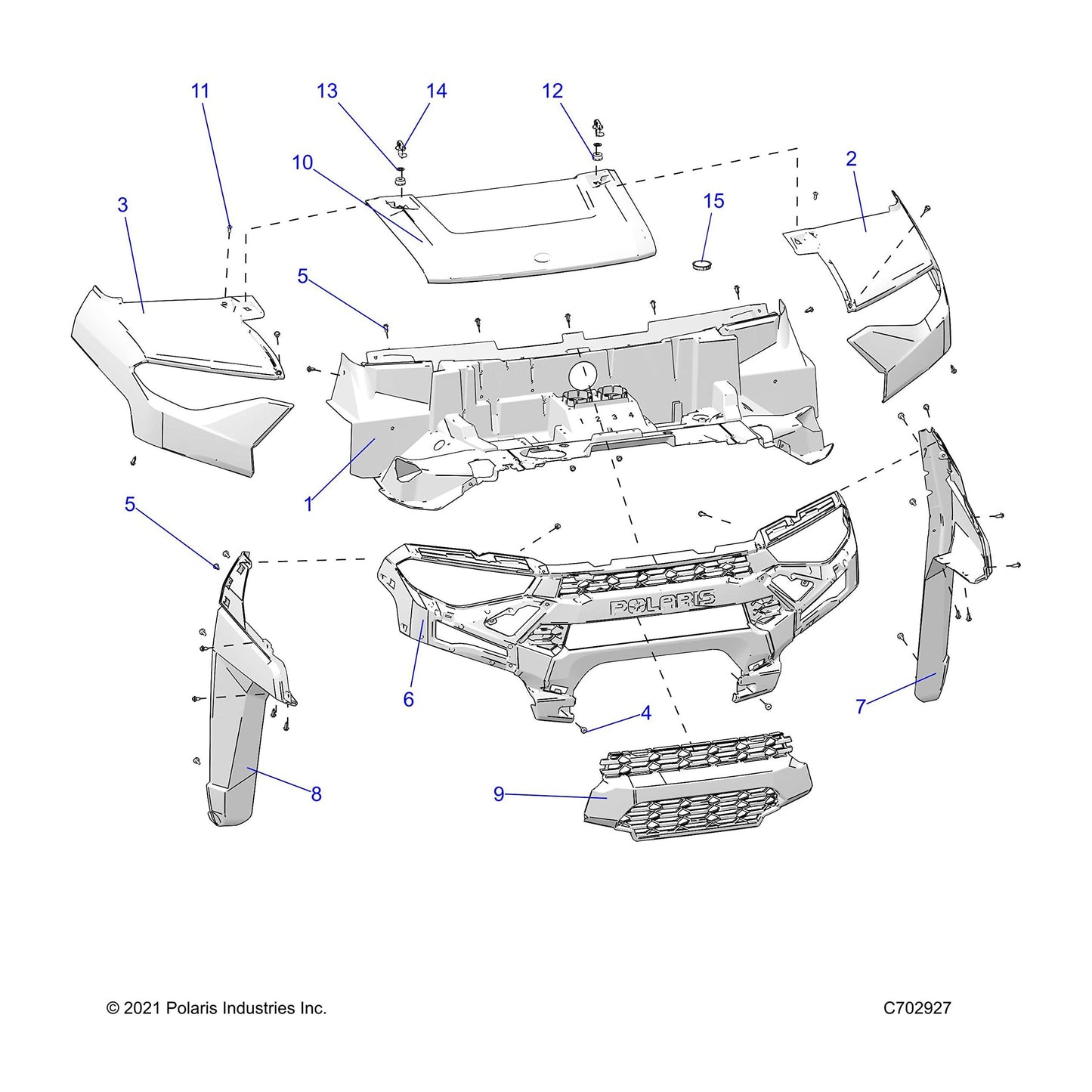 Polaris Ranger Fender, Front, Left, Genuine OEM Part 5453723-632, Qty 1