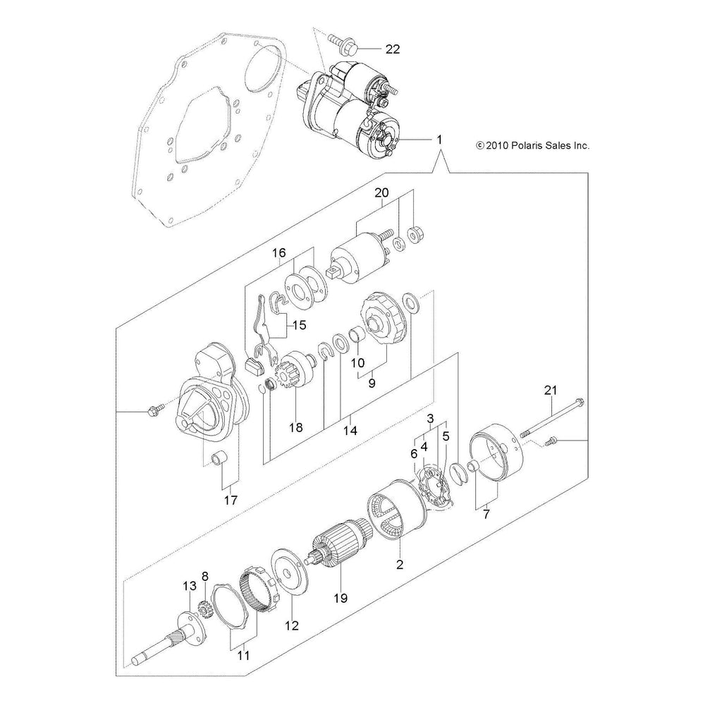 
                      
                        Polaris Ranger Starter Assembly, 1.2KW, Genuine OEM Part 3070309, Qty 1
                      
                    