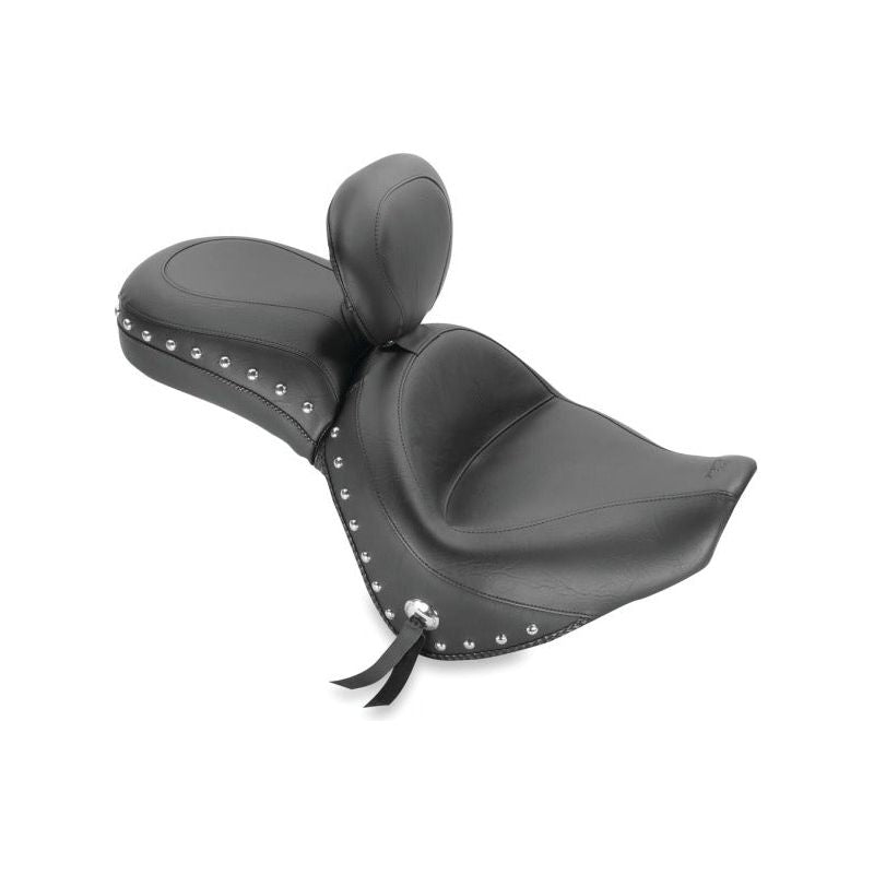 Mustang 06-21 Kawasaki Vulcan 900 Classic, Custom Touring 1PC Seat w/Driver Backrest Studs - Black