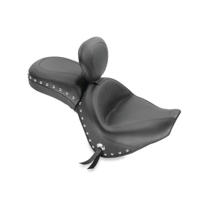 Mustang 06-21 Kawasaki Vulcan 900 Classic, Custom Touring 1PC Seat w/Driver Backrest Studs - Black
