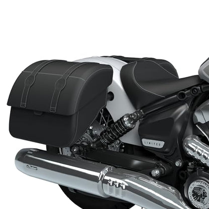 Indian Motorcycle Saddle Bags for Specific Scout Models, Touring Waterproof Black Vinyl Motorcycle Hard Saddlebags, Powersports Saddle Bags for Motorcycle Storage, 1 Pair - 2890257-VBA