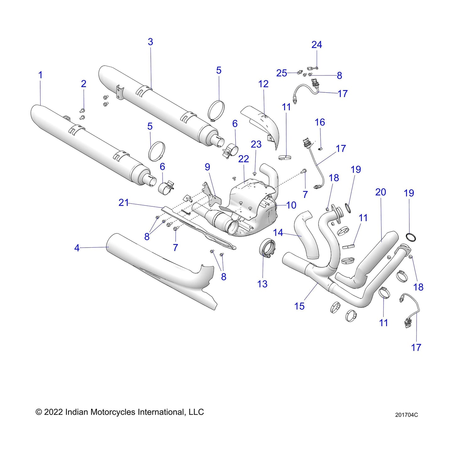 Indian Motorcycle MUFFLER,STAGE 0,LH,CHROME, Genuine OEM Part 1263259-156, Qty 1