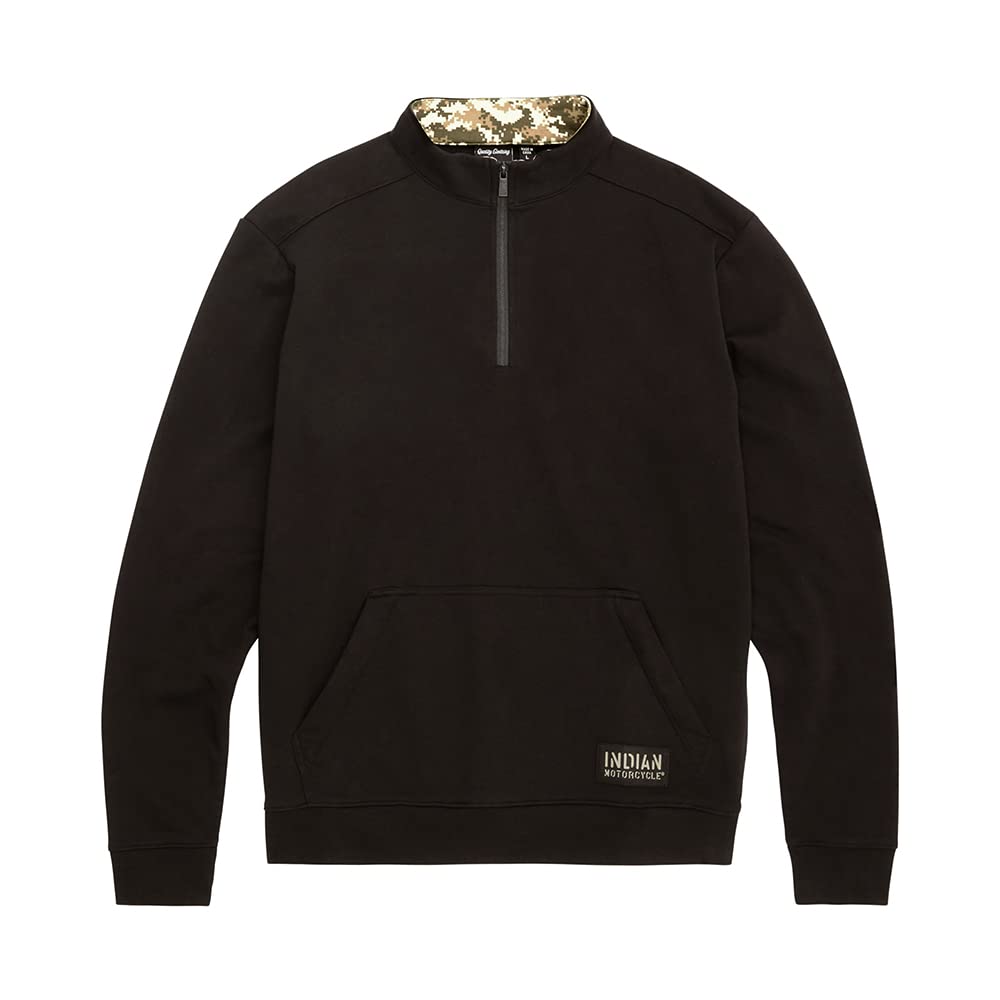 Indian Motorcycle Men's Camo Lined Quarter Zip, Black - XL - 286297209