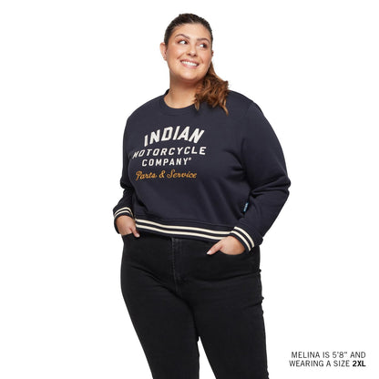 Indian Motorcycle Women's Cropped Retro Top, Navy - XL - 286479809