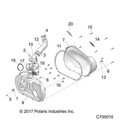 Polaris Ranger Outer Clutch Cover Kit, Genuine OEM Part 2207123, Qty 1