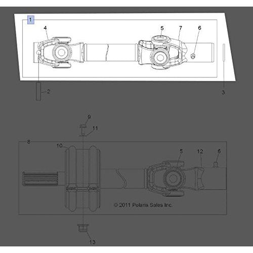 Polaris RZR Prop Shaft Assembly, Front, Genuine OEM Part 1332996, Qty 1