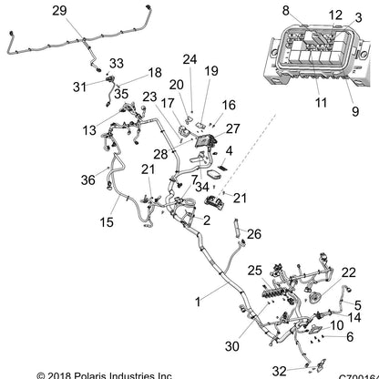 Polaris Ranger Chassis Harness, Crew, HVAC, Genuine OEM Part 2414486, Qty 1