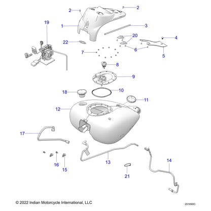 Indian Motorcycle CONSOLE-TANK, NON FAIRING, CHROME, Genuine OEM Part 5634134-156, Qty 1