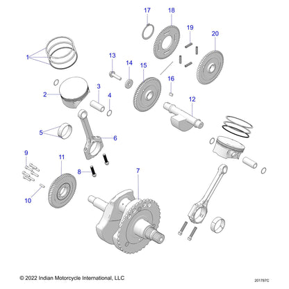 Indian Motorcycle Rod Bearing, 52 mm, Orange, Genuine OEM Part 3515097-002, Qty 1