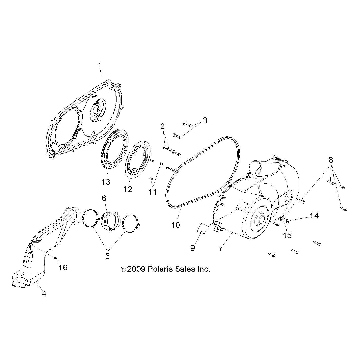 Polaris Ranger Clutch Cover Assembly, Inner, Genuine OEM Part 2634028, Qty 1