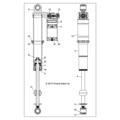 Polaris RZR 1.5 Reservoir Shock, Front, Genuine OEM Part 7043910, Qty 1