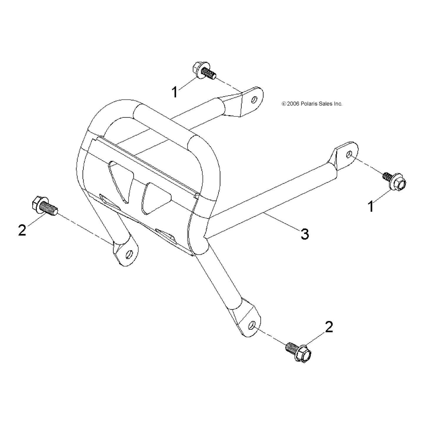 Polaris ATV Bumper, Front, Gloss Black, Predator 50, Genuine OEM Part 0453031-067, Qty 1