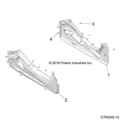 Polaris RZR Right Hand Rocker, Gloss Black, Genuine OEM Part 5451448-070, Qty 1