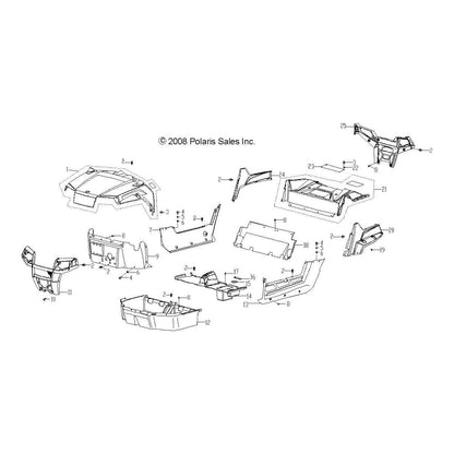 Polaris RZR Box Panel, Rear, Right, Cruiser Black, Genuine OEM Part 0454284-266, Qty 1