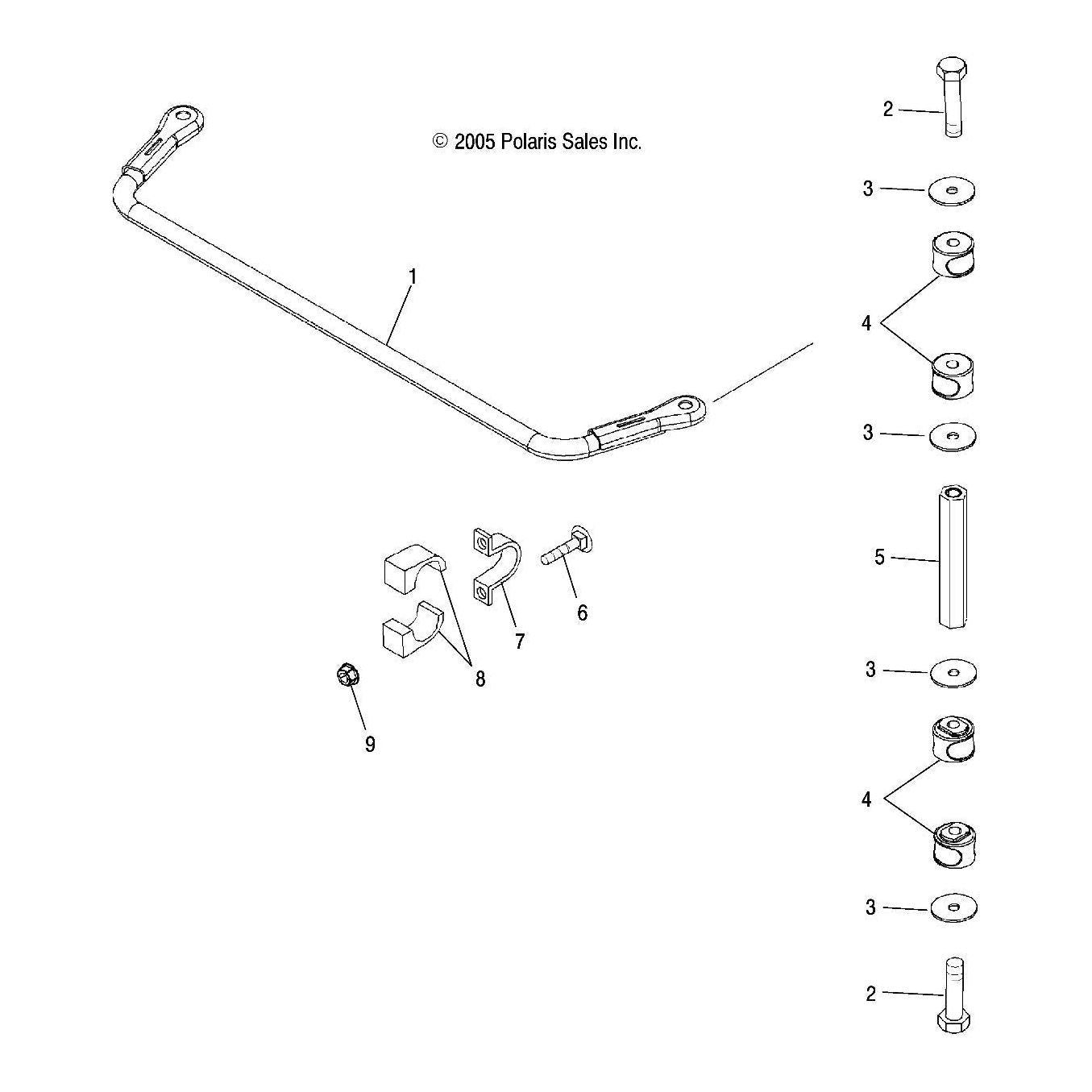 Polaris Ranger Sway Bar, Medium Gloss Medium Gloss Black, Genuine OEM Part 1015814-067, Qty 1