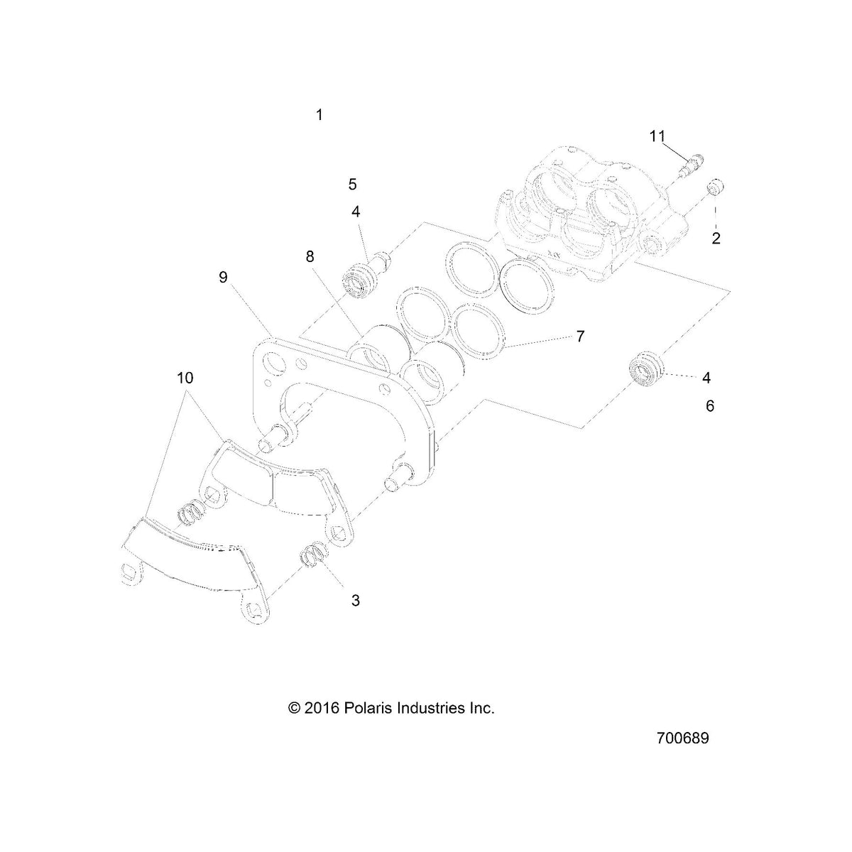 Polaris Ranger Brake Caliper Assembly, Right, 1.375 in, Genuine OEM Part 1912485, Qty 1
