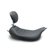 Mustang 08-21 Harley Wide Tripper FL Touring Pass Seat w/ Dr Backrest, Grey Diamond Stitch - Black