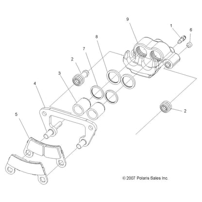 Polaris RZR Disc Brake Caliper Assembly, Right, 1 in, Genuine OEM Part 1911187, Qty 1